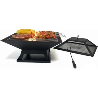 relaxdays Feuerschale mit Funkenschutz & Grillrost