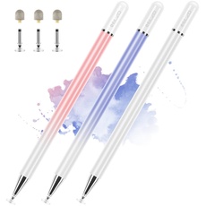 ELZO Tablet Stift 3 Pack 2 in 1 Touchscreen Stift Stylus Touch Pen Eingabestifte für alle Handys/Tablets iPhone, iPad, Samsung Galaxy Tab, Surface, Lenovo, Huawei, Xiaomi, Chromebook, Android IOS usw