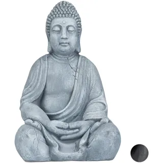 Relaxdays Buddha Figur 50 cm Hellgrau