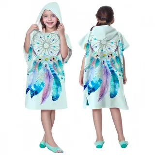 Proumhang Kinder Surf Poncho Badeponcho Mikrofaser Bademantel Strandtuch Frottee Wechselmantel Wassersport Poncho Mädchen Jungen 60 cm x 75 cm