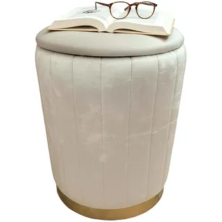 Relaxdays Sitzhocker Samt 32 x 42 x 32 cm Beige/Gold