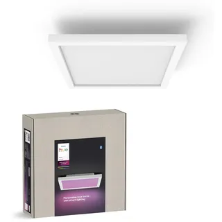 Philips Hue White & Color Ambiance Surimu Panel Deckenlampe 30 x 30 cm (1.760 lm), dimmbare Deckenleuchte für das Hue Lichtsystem mit 16 Mio. Farben, smarte Lichtsteuerung über Sprache oder App, weiß