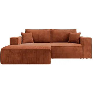 Selsey Ecksofa Farese Mini mit Cordbezug Rostrot, links , Kupferfarben , Textil , Ottomane links, L-Form,L-Form , 240x167 cm , Wohnzimmer, Sofas & Couches, Wohnlandschaften, Ecksofas