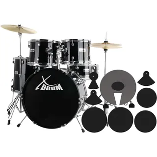 XDrum Semi 22" Standard Schlagzeug Midnight Black Set + Dämpfer
