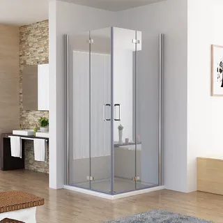 MIQU Duschkabine Eckeinstieg Dusche Falttür 180o Duschwand Duschabtrennung Nano Glas (120x100x197cm / ohne Duschtasse)