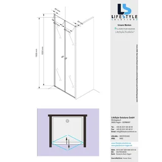 Glaszentrum Hagen 80x195 cm Nischentür Pendeltür 6mm ESG Glas