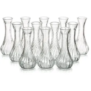 Hewory Kleine Vasen für Tischdeko Hochzeit: 12 Vase Glas Blumenvase Vintage Deko Glasvase Vasen Klein Tischdeko für Wohnzimmer Deko Modern Hochzeitsdeko