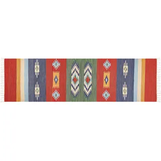 Beliani Kamaris Kelimteppich 80 x 300 cm Mehrfarbig