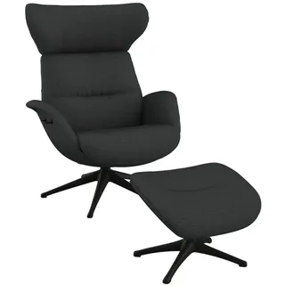 FLEXLUX Relaxsessel »Fernsehsessel More, ergonomisch, drehbar, robuster Fuß, Scandi« Premium Komfort, Rücken- & Kopfteilverstellung, drehbar, Fuß schwarz, grau