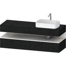 Duravit Qatego Konsolenwaschtischunterbau, 2 Auszüge, 2 Schubkästen, Ausschnitt rechts, 1600x550x600mm, Nische Weiß Supermatt, QA4778084, Farbe: Eiche Schwarz