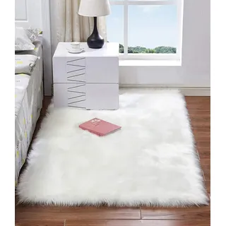 HARESLE Weiß Flauschig Teppich 40x60cm Kleiner Teppich für Kinderzimmer