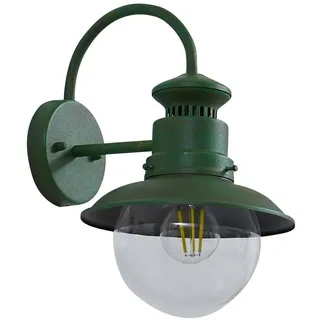 Lindby Wandleuchte außen (Laterne) Celinor (spritzwassergeschützt (Landhaus, Vintage Rustikal) in Grün aus Metall (1 flammig E27) - Außenwandleuchten Wandlampe Led Außenlampe Outdoor