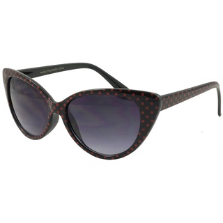 retroUV® - Tupfen Katzenauge Frauen Mod Mode Super Cat Sonnenbrille (Schwarz Rot-Punkt mit retroUV® Beutel)