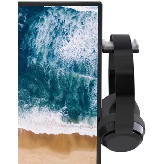 TotalMount Universal Kopfhörerhalterung Headset Ständer Aufhänger PC Monitor für alle Over-Ear und On-Ear-Kopfhörer, schwarz/grau
