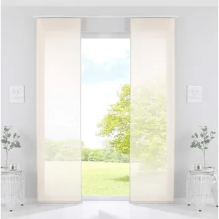 Gardinenbox 2er Set Schiebegardinen »Nizza« Baumwoll-Voile Halbvoile HxB 245x60 cm Creme Transparent Flächenvorhang mit Paneelwagen und Beschwerungsstange, 2019032-2