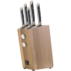 Richardson Sheffield R: VISION Messerblock Eschen-Holz, inklusive 5-teiliges Messer-Set, Allzweckmesser, Gemüsemesser, Kochmesser, Schinkenmesser & Brotmesser, extreme Härte, ergonomischer Griff