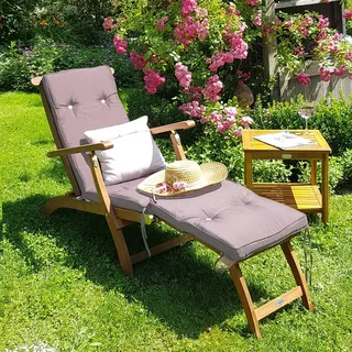 Gartenliege Queen Mary® Akazie FSC®-zertifiziert inkl Auflage Anthrazit