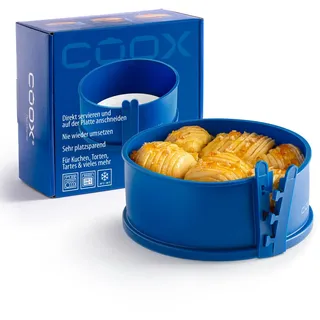 coox Springform mit Porzellanplatte Ø 18 cm - Backen & Servieren in Einem I Antihaft-Silikon I Spülmaschinenfest I Kein Umsetzen I BPA-frei Blau
