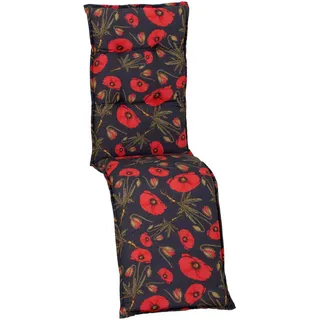 Gardenson Relaxsesselauflage , Schwarz , Textil , Blume , Füllung: Schaumstoff, Fleece,Schaumstoff, Fleece , rechteckig , 46x8x170 cm , mittels Gurtband zu befestigen, formstabil, für den Außenbereich geeignet, UV-beständig, mittels Bändern zu befestigen , Gartenmöbel, Gartenpolster & Auflagen, Sesselauflagen