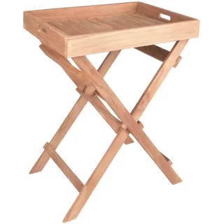 Gardenson Gartenbeistelltisch , Braun , Holz , Teakholz , Hartholz , rechteckig , eckig, X-Form , 29x50x39 cm , gastro- und objekttauglich, wetterfest, UV-beständig, abnehmbares Tablett, einfacher Aufbau , Gartenmöbel, Gartentische, Garten-Beistelltische