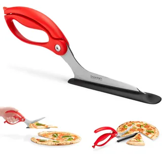 Dreamfarm SCIZZA Pizza Schere Rot, Edelstahl Pizzaschneider groß mit Nylon-Auflage, Pizzaschere spülmaschinenfest, Küchenschere für Pizzen und Fladenbrot