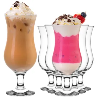PLATINUX Cocktailgläser 400ml (max. 470ml) aus Glas Set 6-Teilig Longdrinkgläser Partygläser Hurricanegläser Groß klar
