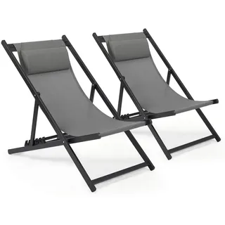 Mondeer Liegestuhl Klappbar, Baumwolle, Grau, 104x58x95 TANGYI04