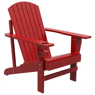 Outsunny Gartenstuhl, mit Becherhalter, Gartenliege, Balkonstuhl, Massiv Tannenholz, Rot , Holz , 94x93x72 cm , Gartenmöbel, Gartensessel, Gartenstühle
