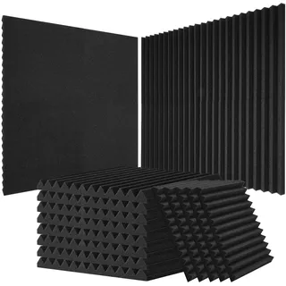 VEVOR Akustikschaumstoff Akustikpaneele, 52er-Set, 30x30x2,5cm, hochdichte schalldichte Wandplatten, hitzebeständige Akustikplatten, Akustikschaumstoff-Matten für Studiowände und -decken, schwarz