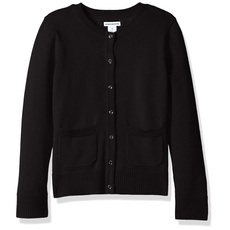 Amazon Essentials Mädchen Uniform-Cardigan mit schmaler Passform, Schwarz, 11-12 Jahre