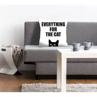 Queence Dekokissen EVERYTHING FOR THE CAT 40 x 40 cm Schwarz