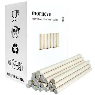 Bubble Tea Strohhalme Papier Boba Strohhalm 12mm Extra Breit für Popping Boba Fruchtperlen Smoothies Milchshake Jumbo Tapioka Perlen Slushies Einweg Trinkhalme BPA-frei, Kraftfarbe 100 Stück