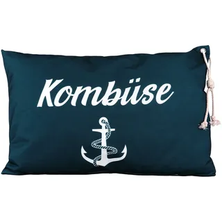 queence Dekokissen »Kombüse 60x40cm Outdoor-Kissenbezug Garten«, Kissenhülle mit Öse und Kordel Kissenbezug Maritim, blau