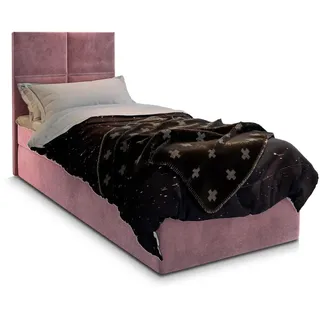 Masseno Boxbett Lena 90 90x200 cm mit Matratze und Topper - Rosa , Holz , H2 + H3 , 90x200 cm , Schlafzimmer, Betten, Boxspringbetten