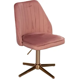 FineBuy Schreibtischstuhl Samt Drehstuhl mit Lehne Schalenstuhl 120 kg Höhenverstellbar Arbeitsstuhl ohne Rollen Stuhl Schreibtisch Home-Office - Rosa