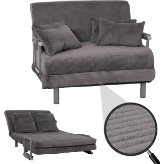 Schlafsessel HWC-K29, Klappsessel Schlafsofa Gästebett, Liegefläche 190x100cm, Stoff Cord (330g/m2) dunkelgrau - Grau