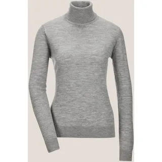 Longpullover MADELEINE "Strickpullover Feinstrickpullover mit Rollkragen", Damen, Gr. 36/38, grau (graphit, melange), Obermaterial: 100% Schurwolle WV., Modern, normal, Rollkragen, Pullover Longpullover