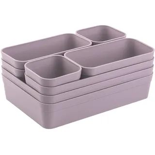 Gariella 1x Schubladen-Organizer Set Aufbewahrungs-Box Einteiler Trenn-System verstellbar Utensilien Stauraum Wohn-Badezimmer Kunststoff flieder
