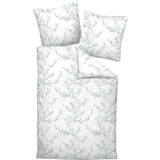 Janine Design Bettwäsche-Garnitur Interlock-Jersey 55104 CARMEN S Farbe salbeigrün zitrone Größe 135x200+80x80 - Weiß, Grün