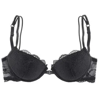 LASCANA LASCANA, Push-up-BH mit praktischem Vorderverschluss und zarten Spaghettiiträgern, Dessous, schwarz,