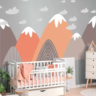 Wandaufkleber, selbstklebend, für Kinder, Riesen-Dekoration, skandinavische Berge für Kinderzimmer, Franscika, 70 x 130 cm