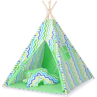 Tipi-Zelt Kinder - Spielzelt - Leicht & faltbar, Baumwolle & Holz, inkl. Federn