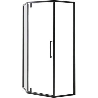 Beliani Tocantins Runddusche mit Pendeltür rechts 90 x 190 cm Schwarz/Sicherheitsglas Fünfeck