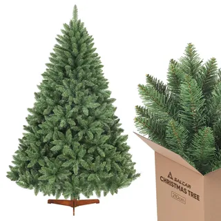 SALCAR Künstlicher Weihnachtsbaum 210 cm inkl. Holzständer, Grüner Tannenbaum für Weihnachten, 2,1 m Nordmanntanne Christbaum (ca. φ 148 cm)