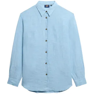 Superdry - Casual Linen Boyfriend Bluse Damen sea blue chambray - blau