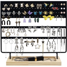 RUBY - Schmuckhalter für Damen, Ohrringhalter aus Metall, Ohrringhalter für Damen, Ohrring-Aufbewahrungsbox, Ohrring-Display aus Holz und Metall