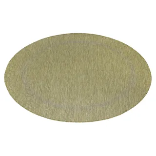 Carpetsale24 In- & Outdoor Teppich - Wetterfestes Flachgewebe in Sisal-Optik mit Bordüre, Küchenteppich, Terrasse, Wohnzimmer Grösse: 200 cm Rund - Grün