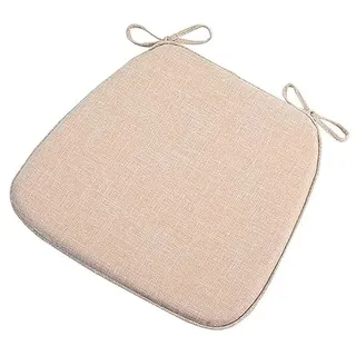 Stuhlkissen für Esszimmerstühle, 45 x 42 cm rutschfeste Küchenstuhl Polster mit Bändern und waschbarem Bezug, Sitzkissen aus hochdichtem Schaumstoff für Stühle im Innenbereich, 4 Pcs, Off-White