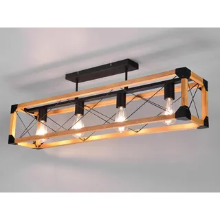 LED Küchendeckenlampe mit Holzbalken Industriedesign mehrflammig über Kochinsel