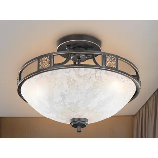 Trio Leuchten - Landhaus I Vintage Rustikale runde Deckenleuchte I Deckenlampe I Lampe I Leuchte rostfarben - QuintaI 3-flammig I Wohnzimmer I Schlafzimmer - Stahl Rund - LED geeignet E27 - Braun